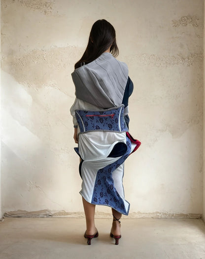 Cosmic Collage Draped Jersey Dress 宇宙拼贴褶裥连衣裙