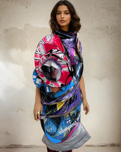 Circular Deconstructed Futuristic Jersey Dress