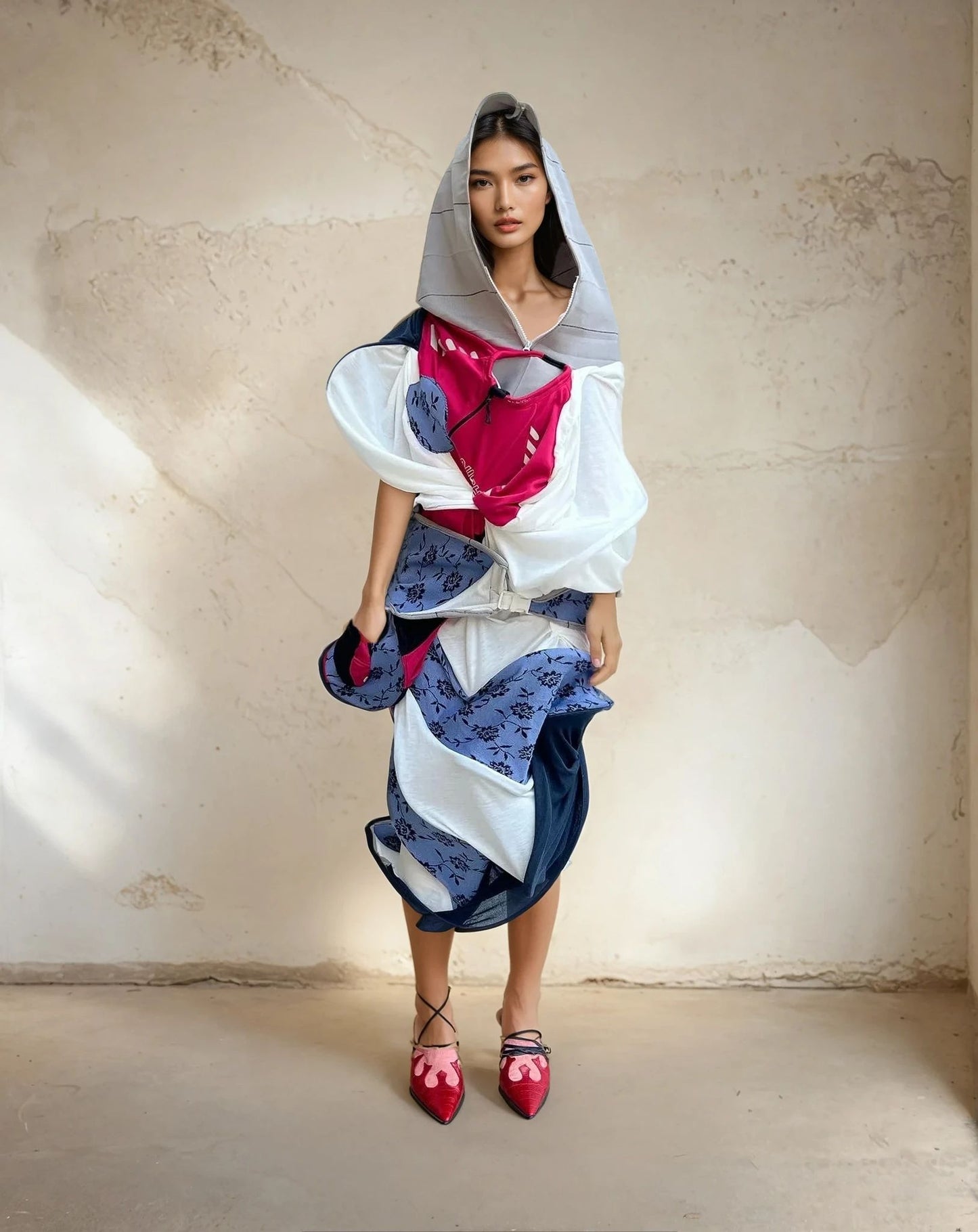 Cosmic Collage Draped Jersey Dress 宇宙拼贴褶裥连衣裙