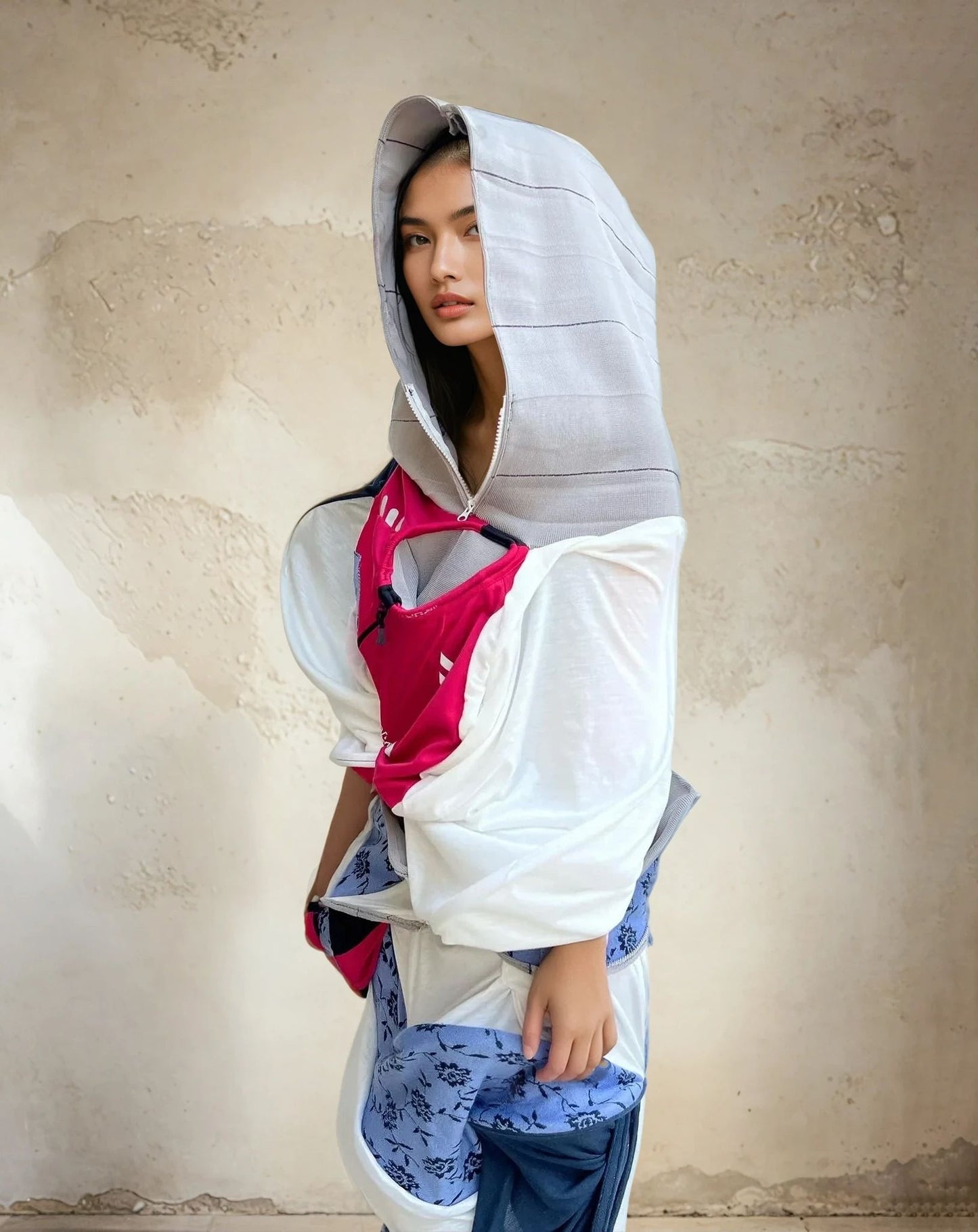 Cosmic Collage Draped Jersey Dress 宇宙拼贴褶裥连衣裙