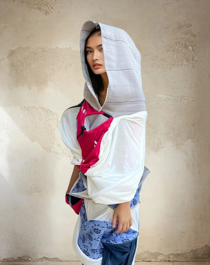 Cosmic Collage Draped Jersey Dress 宇宙拼贴褶裥连衣裙