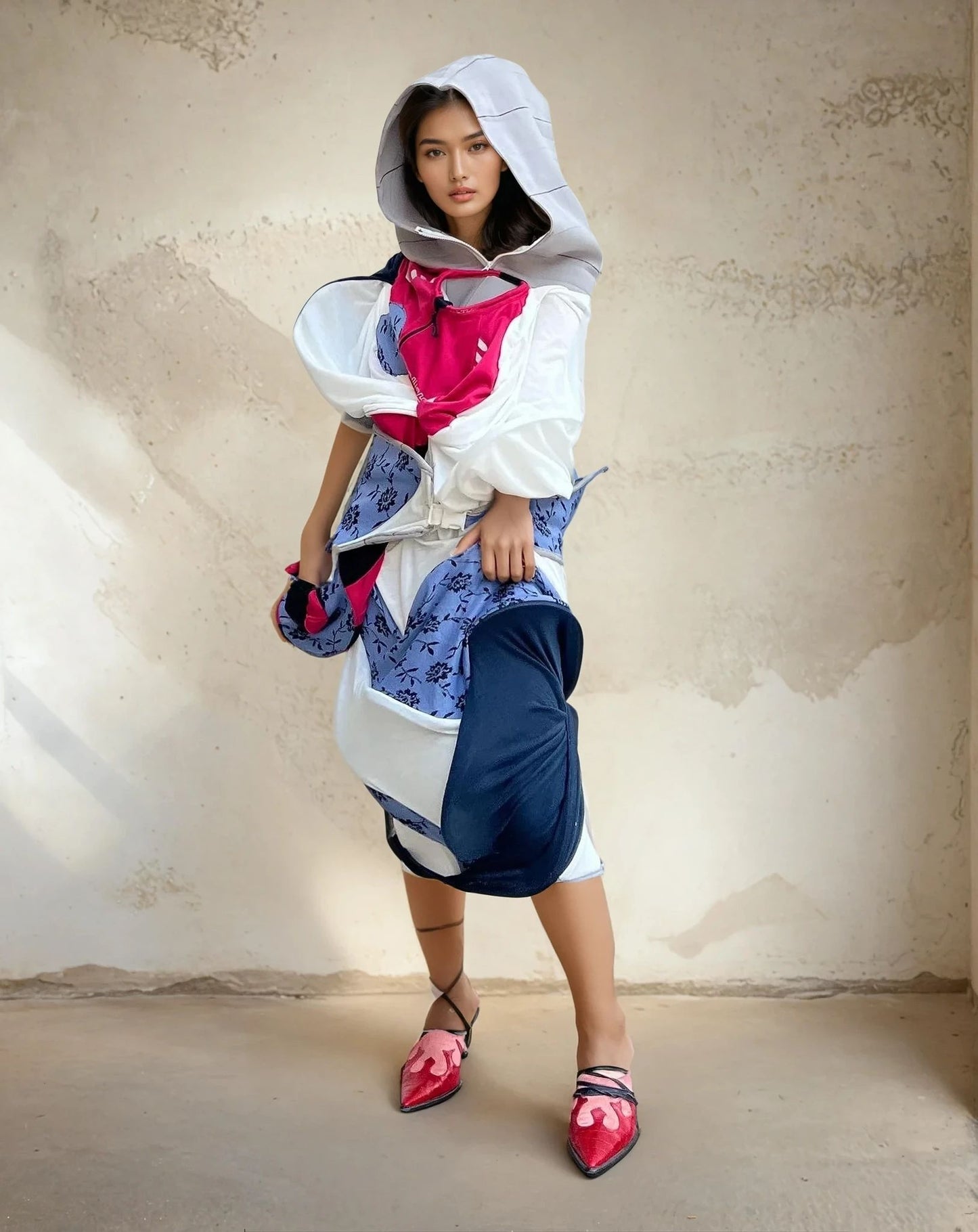 Cosmic Collage Draped Jersey Dress 宇宙拼贴褶裥连衣裙