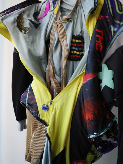 Cosmic Upcycled Jersey Layered Coat 宇宙主题重塑拼接双层夹克裙