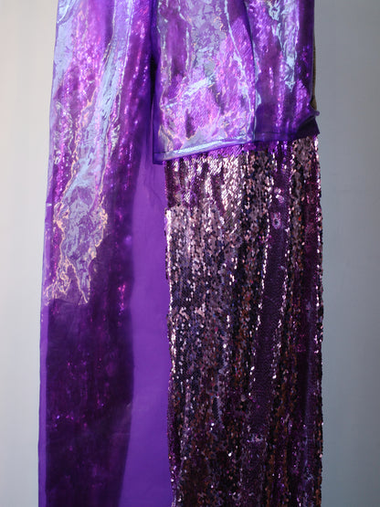 Double-Layer Sequin PVC Trousers 亮片PVC双层长裤