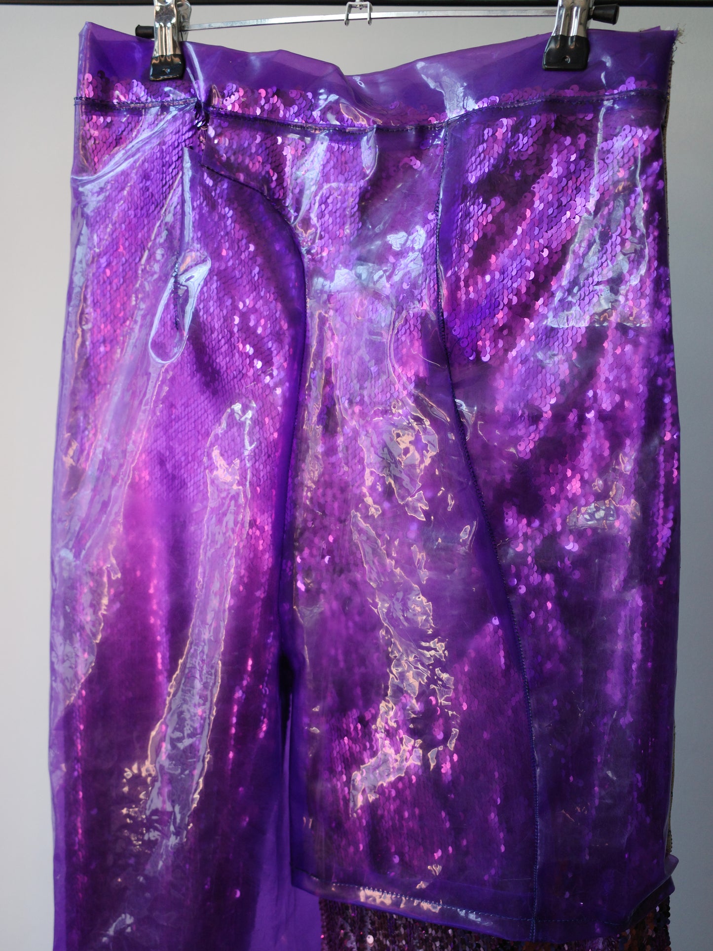 Double-Layer Sequin PVC Trousers 亮片PVC双层长裤