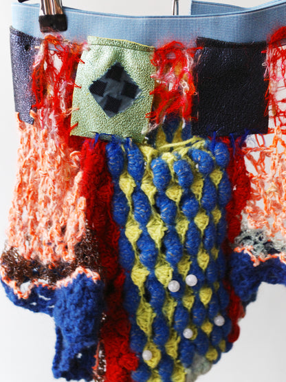 Hand-Crocheted Equestrian Patchwork Shorts 手工钩织拼接马术灵感短裤