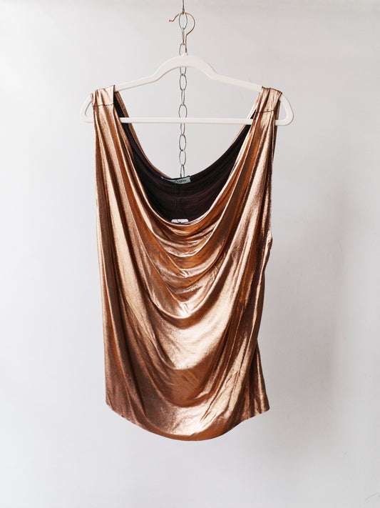 Rose Gold Silk Jersey Draped Top 玫瑰金丝绸垂褶上衣
